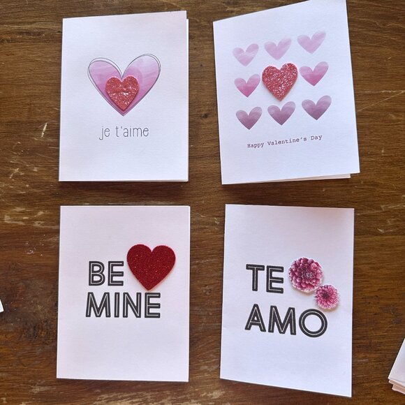 Homemade Valentine Cards Bundle of 5 Cards Handcrafted - Picture 6 of 7